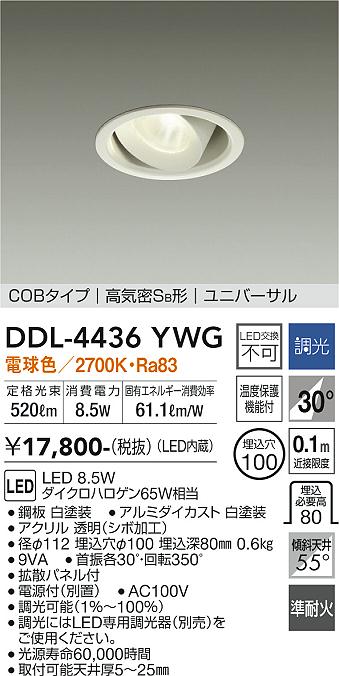 ダウンライト　/　DDL-4436YWG